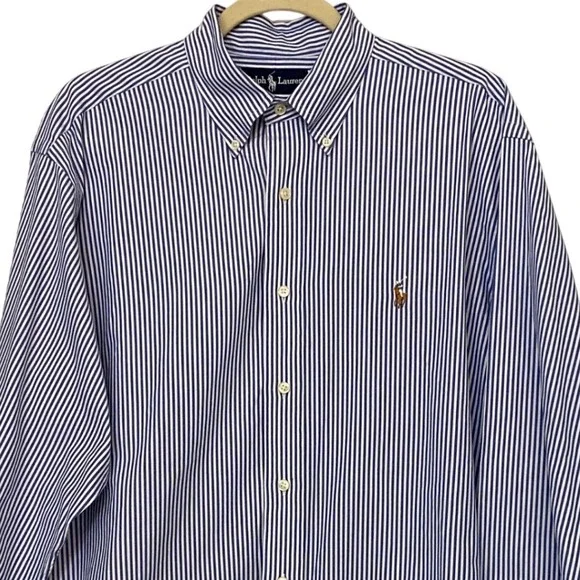 Ralph Lauren Mens Classic Fit Striped Button Down Shirt Long Sleeve Polo Pony 16 - Picture 6 of 11